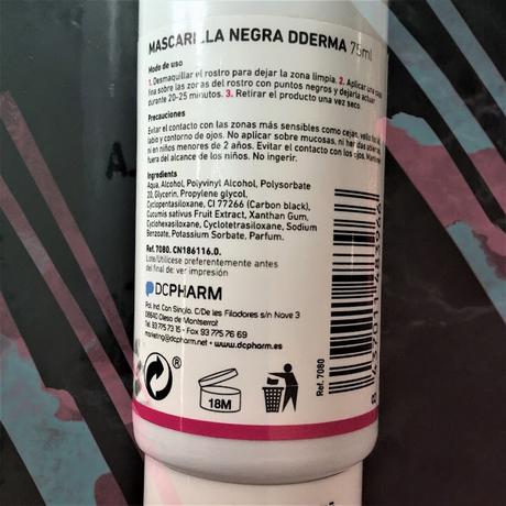 DDERMA MASCARILLA NEGRA CARBÓN ACTIVO DDERMA MASCARILLA NEGRA CARBÓN ACTIVO