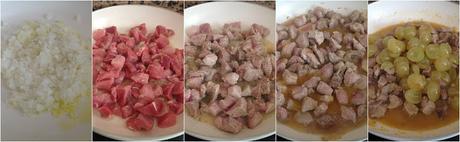 Carne de cerdo con mandarinas y uvas Carne de cerdo con mandarinas y uvas