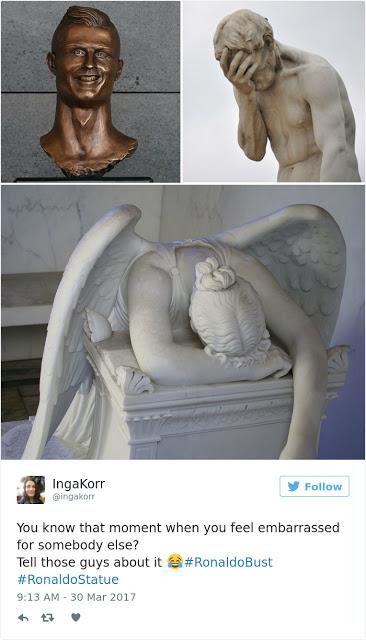 Mira todos los memes de las reacciones más divertidas a Cristiano por su nueva estatua.