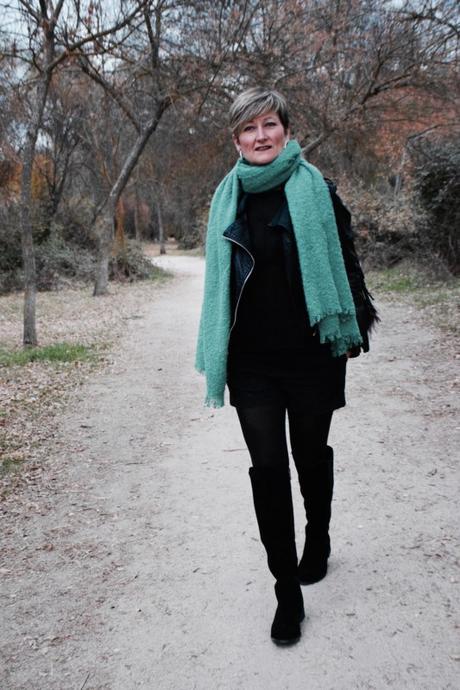 Mochila de pelo maxi bufanda verde