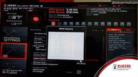 MSI H270I Pro AC: Error en la configuración de RAM