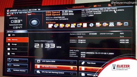 MSI H270I Pro AC: Error en la configuración de RAM