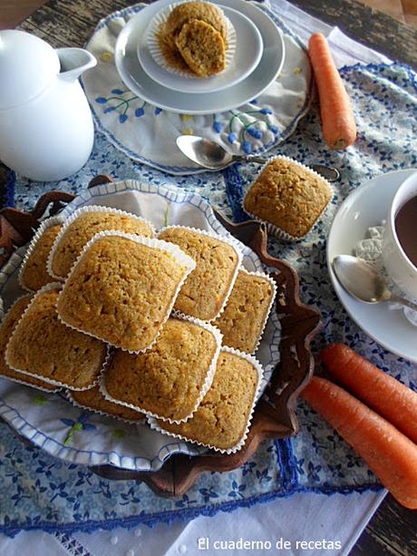 Magdalenas Integrales con Zanahorias {Aptas para diabéticos}