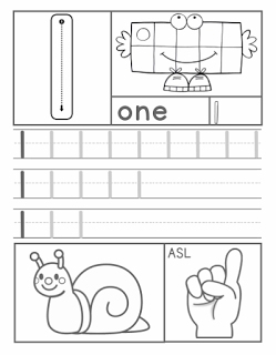 Hojas de ejercicio con los Números en ASL (American Sing Language ) gratis