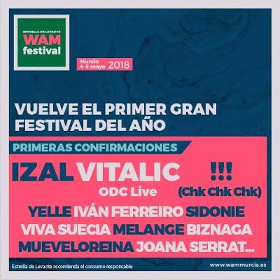 WAM Estrella Levante 2018: IZAL, Vitalic, Iván Ferreiro, Sidonie, !!!, Viva Suecia, Yelle...