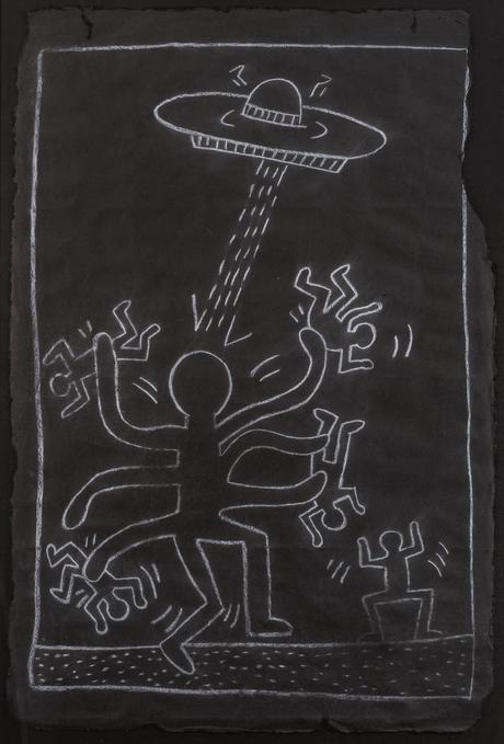 keith-haring-octopus-alien-with-ufo-1983