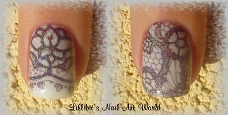 Manicura de encaje con el esmalte holográfico para estampar de BPS Manicura de encaje con el esmalte holográfico para estampar de BPS