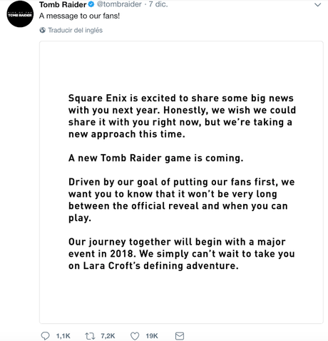 Confirmado el nuevo juego de la saga Tomb Raider