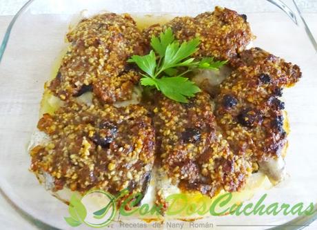 Fogonero al horno con chutney y nueces