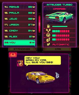 Impresiones con '80's Overdrive' - carreras sobresaturadas y bólidos imposibles en tu 3DS