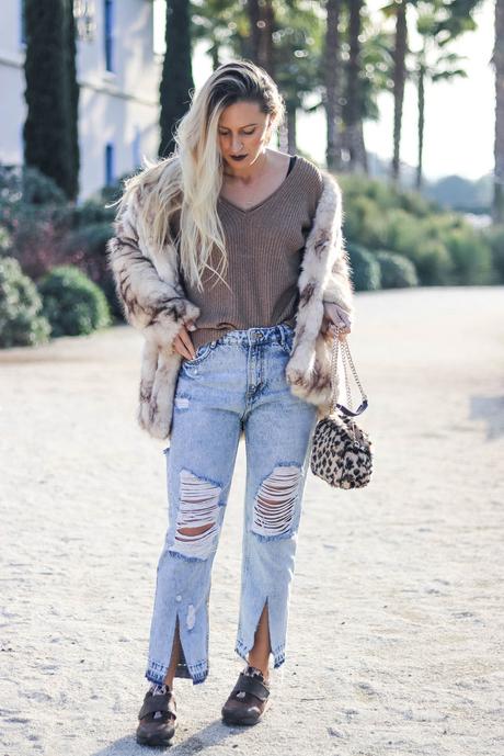 FUR COAT & METALLIC SNEAKERS