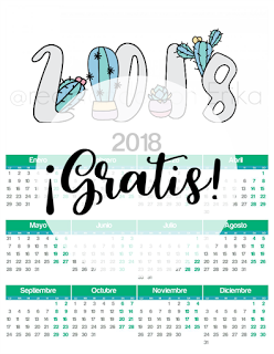 Calendario 2,018 y planificador semanal de Unicornios GRATIS