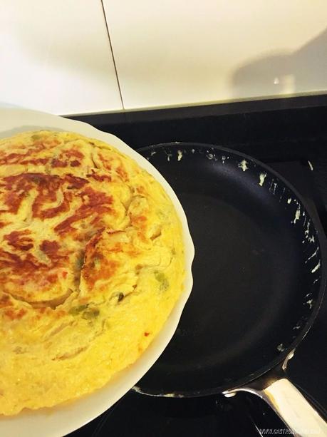 Tortilla de bacalao y gambas