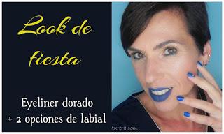 Look de fiesta con eyeliner dorado y dos opciones de labial portada