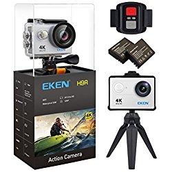EKEN H9R Plata 4k Wifi Ultra HD Resistente al agua Cámara de Acción Deportiva Temporizador y Grabación en Cámara Lenta Cámara de Casco Amplio Ángulo de Visión 170 DVR Videocámara perfecto para Deportes Acuaticas, Correr, Ciclismo, Nadar, etc.