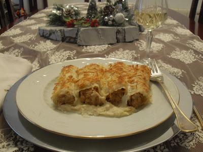 Canelones de rustido con bechamel sin lactosa