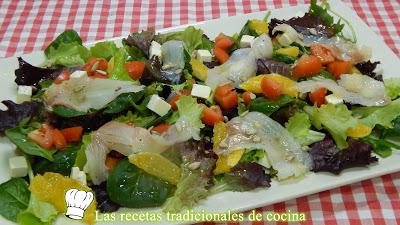 Ensalada de ahumados con vinagreta agridulce
