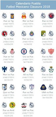 Calendario del Puebla para el Clausura 2018