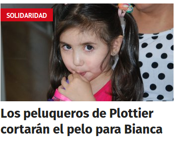 Los peluqueros de Plottier cortarán el pelo para Bianca