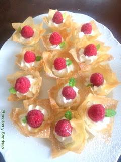 PASTELITOS DE PASTA FILO MASCARPONE Y FRAMBUESA