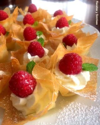 PASTELITOS DE PASTA FILO MASCARPONE Y FRAMBUESA