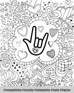 Hoja para colorear 2,018 con el signo de Hoja para colorear 2,018 signo love you