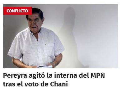 Pereyra agitó la interna del MPN tras el voto de Chani
