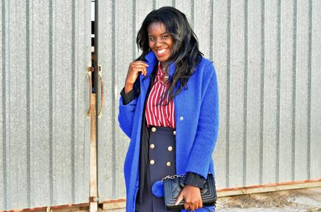 BLUE COAT + STRIPED SHIRT