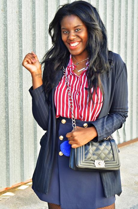 BLUE COAT + STRIPED SHIRT