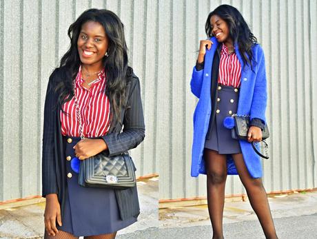 BLUE COAT + STRIPED SHIRT