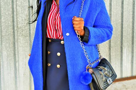 BLUE COAT + STRIPED SHIRT