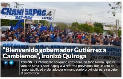 “Bienvenido gobernador Gutiérrez a Cambiemos”, ironizó Quiroga “Bienvenido gobernador Gutiérrez a Cambiemos”, ironizó Quiroga
