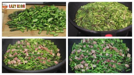 Almejas Moelos con espárragos y jamón. Entrante navideño