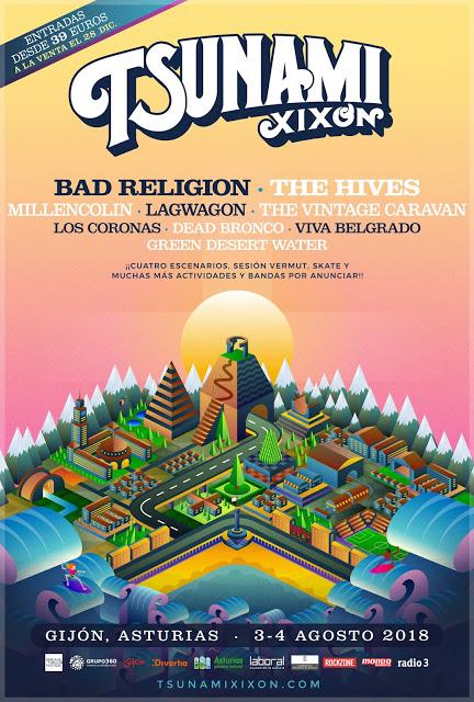 Tsunami Xixón 2018: Bad Religion, The Hives, Millencolin, Lagwagon, The Vintage Caravan, Los Coronas...