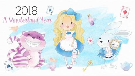 Calendario infantil para imprimir del 2018 de Alicia en el país de las maravillas