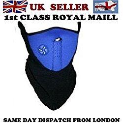 Máscara Facial Térmica para Calentar el Cuello para Ciclismo/Motociclismo/Esquí - A Prueba de Viento - Negro, Neopreno