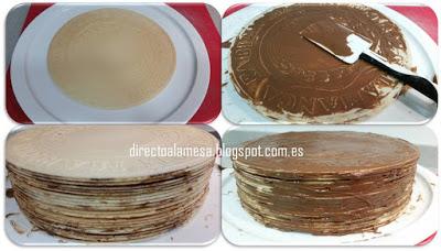 Tarta de obleas y crema de cacao