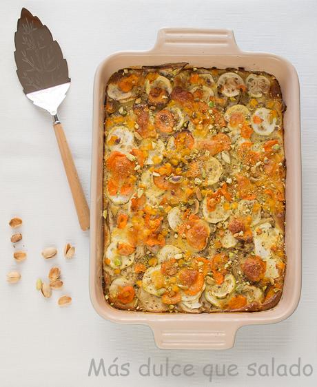 Pastel de verduras con pistachos