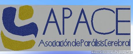 PixelArt de Minecraft del logo de APACE (Asociación de Parálisis Cerebral).