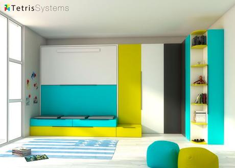 Habitación infantil con abatible + nido con armario