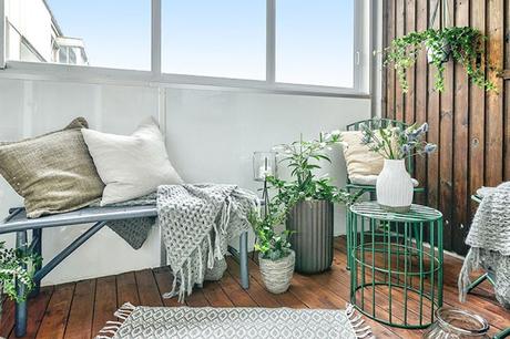 Mini estudio con cocina color mint