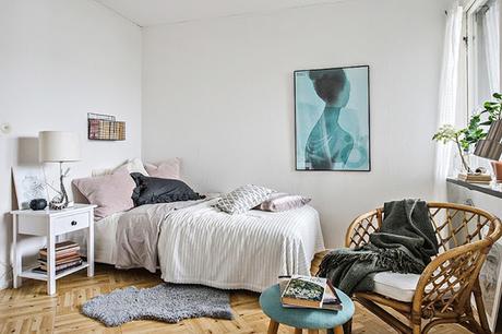 Mini estudio con cocina color mint