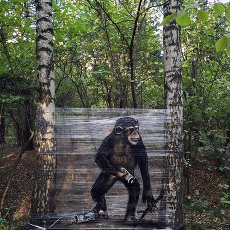 Este artista hace graffitis sobre film transparente en bosques y los resultados son geniales