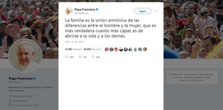 Crítica: Concepto de familia, en 2018, según el Papa Francisco.