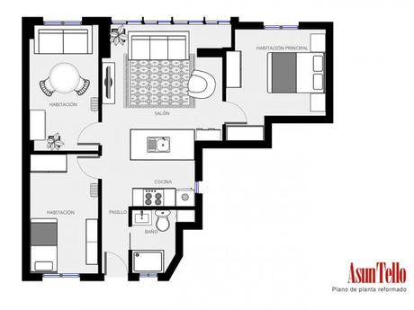 reforma pisos pequeños reforma madrid pisos pequeños decoración interiorismo asun tello estilo nórdico estilo industrial tropical distribución pisos pequeños distribución abierta cocina comedor salón cocina abierta 