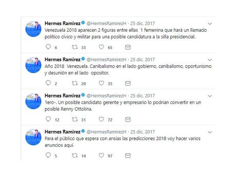 Fuerte candidato Presidencial de la oposicion #Venezolana tendrá “LA MISMA SUERTE DE RENNY OTTOLINA”: LAS #PREDICCIONES 2018 DE  HERMES