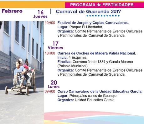 Programa completo Fiestas Carnaval de Guaranda 2017