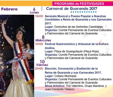 Programa completo Fiestas Carnaval de Guaranda 2017
