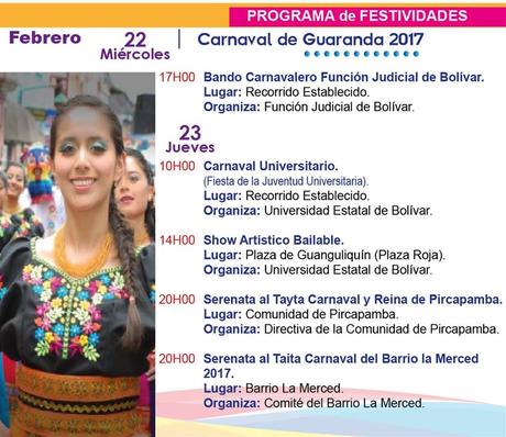 Programa completo Fiestas Carnaval de Guaranda 2017