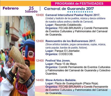 Programa completo Fiestas Carnaval de Guaranda 2017